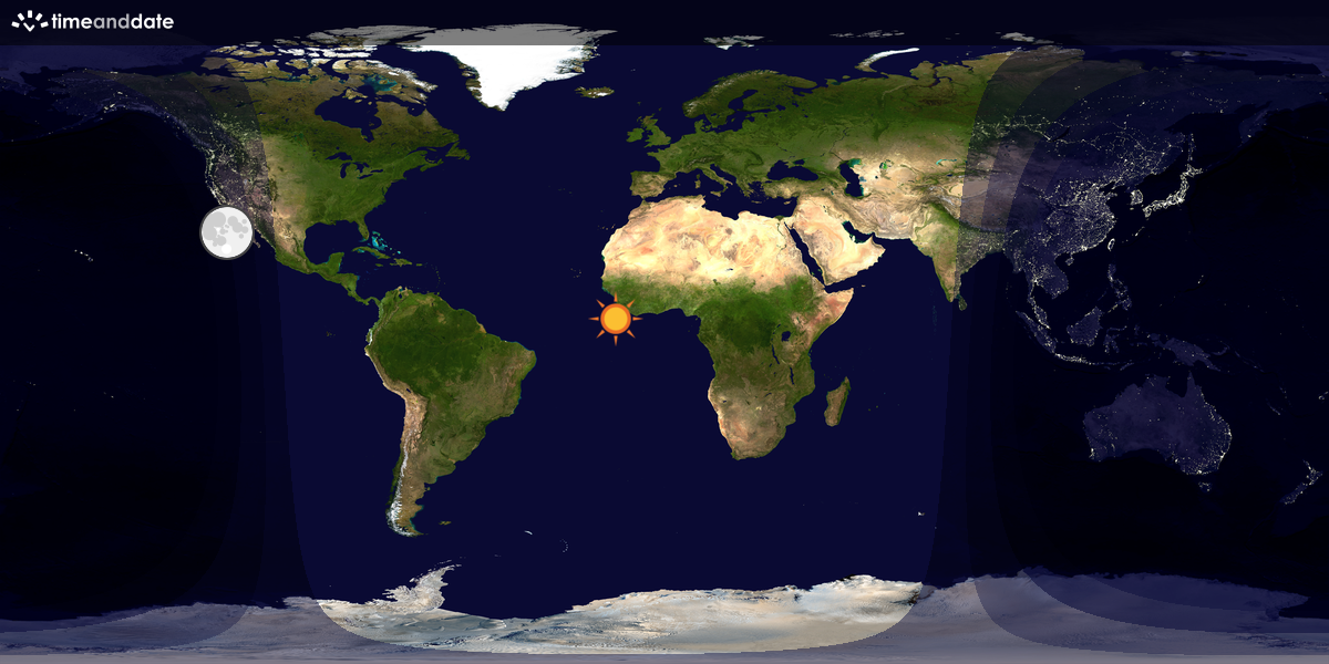 Verdenskart som viser dag og natt 