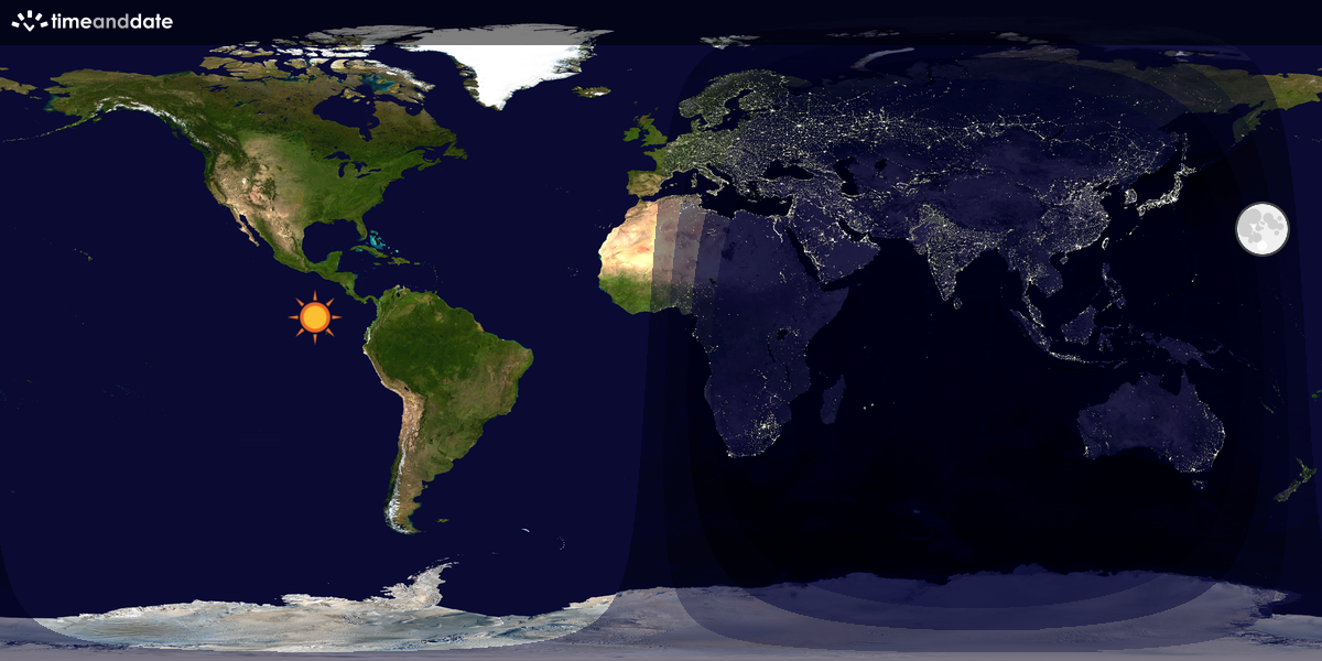 Verdenskart som viser dag og natt 