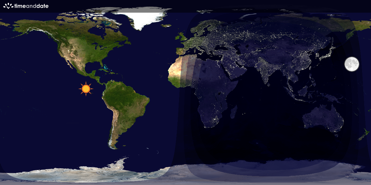 Verdenskart som viser dag og natt 