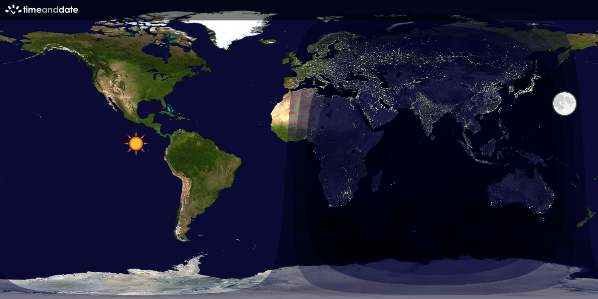 Verdenskart som viser dag og natt 