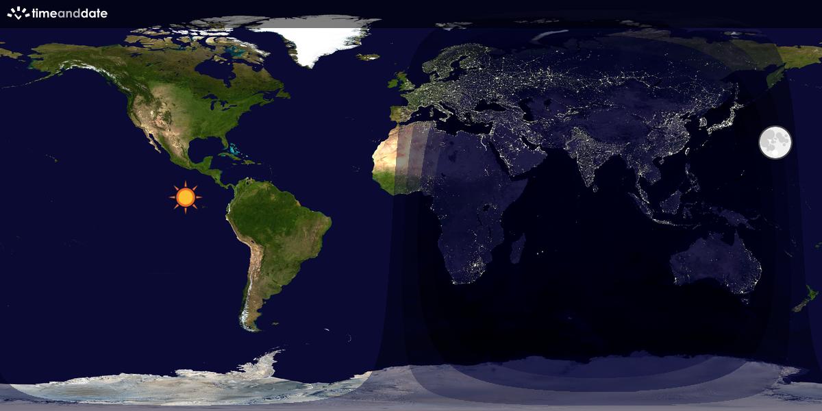 Verdenskart som viser dag og natt 