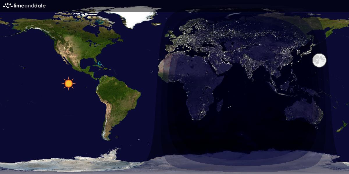 Verdenskart som viser dag og natt 