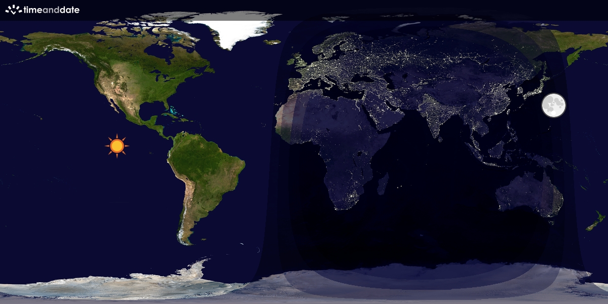 Verdenskart som viser dag og natt 