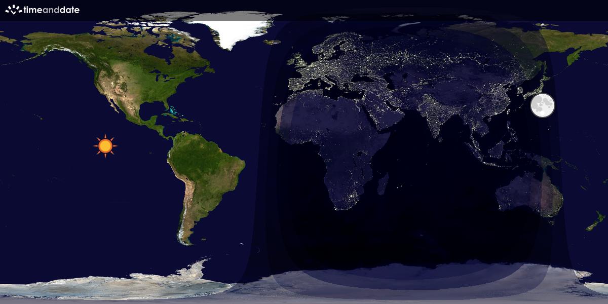 Verdenskart som viser dag og natt 