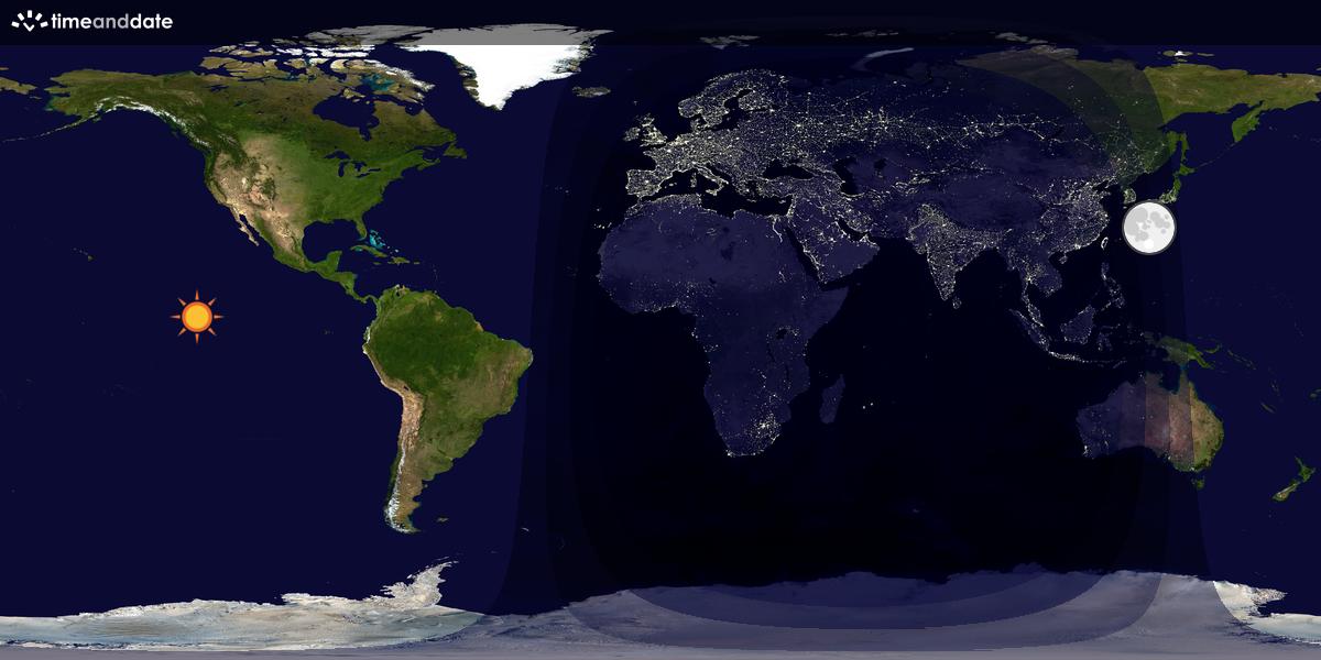 Verdenskart som viser dag og natt 