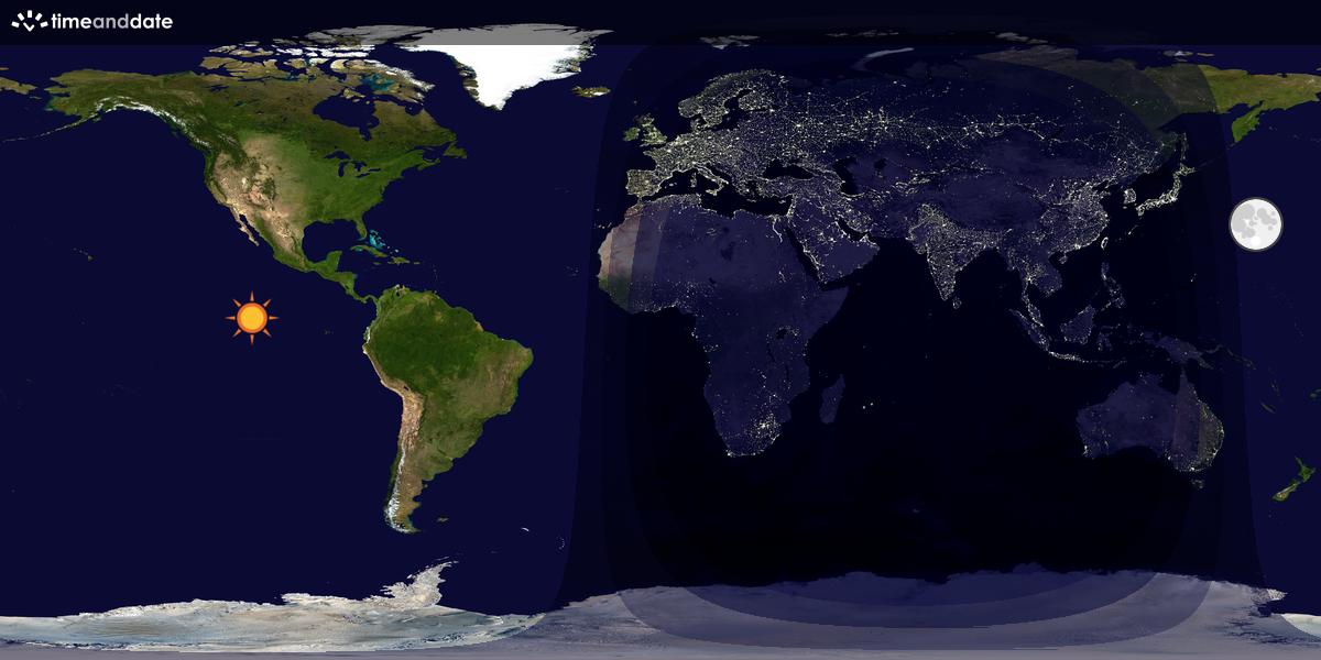 Verdenskart som viser dag og natt 