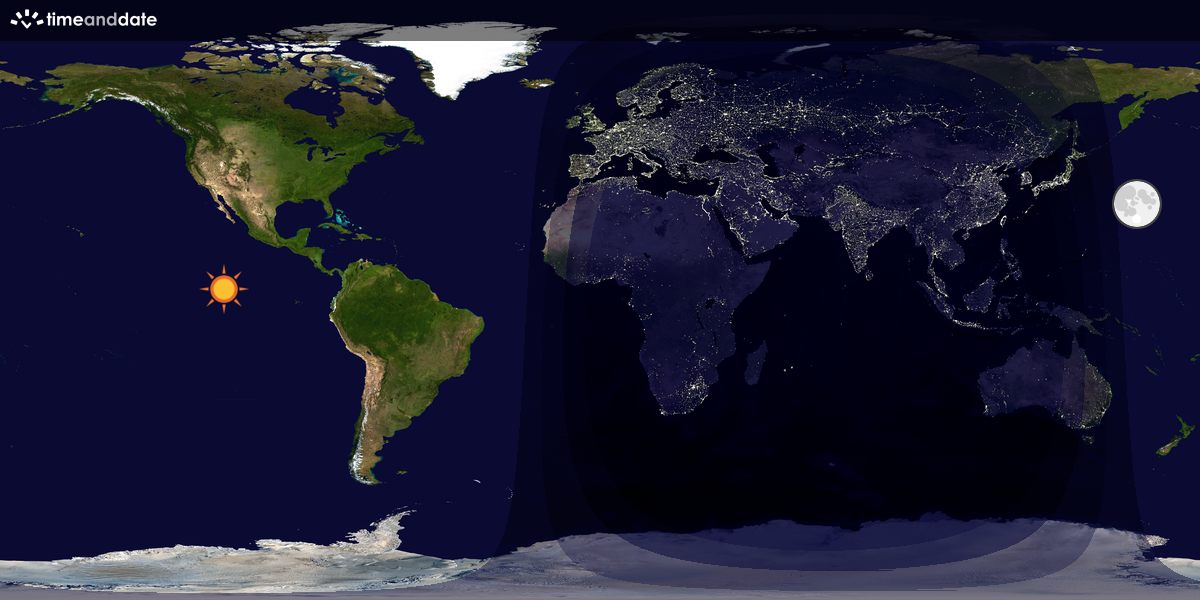 Verdenskart som viser dag og natt 