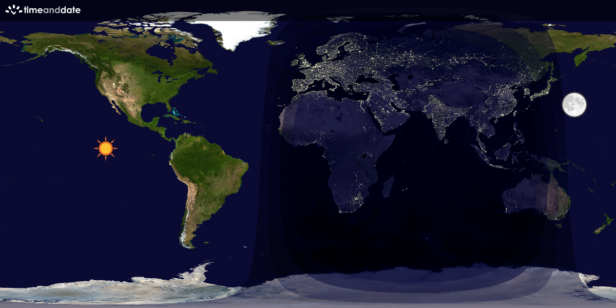 Verdenskart som viser dag og natt 