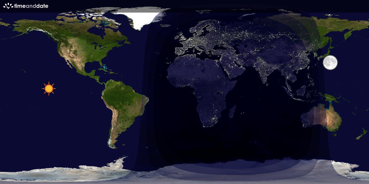 Verdenskart som viser dag og natt 