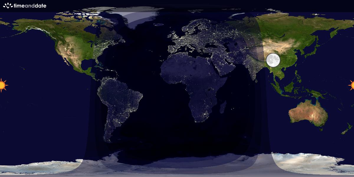 Verdenskart som viser dag og natt 