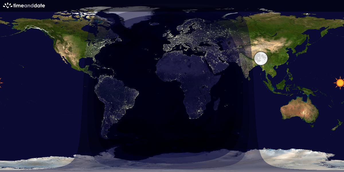 Verdenskart som viser dag og natt 