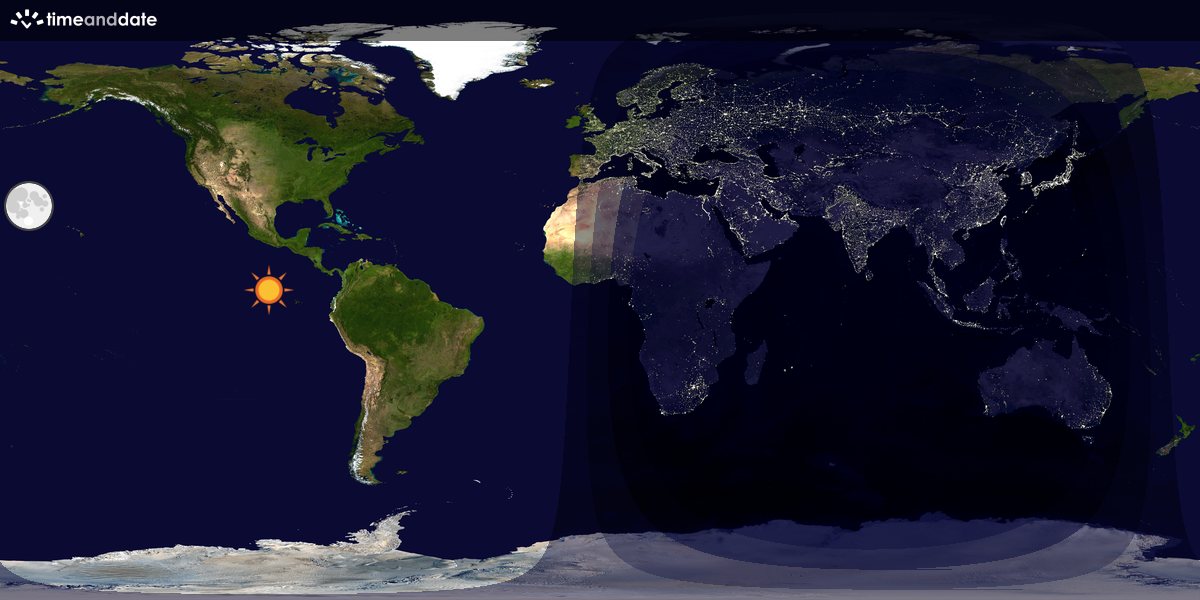 Verdenskart som viser dag og natt 