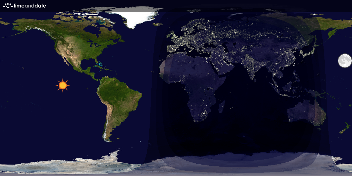 Verdenskart som viser dag og natt 