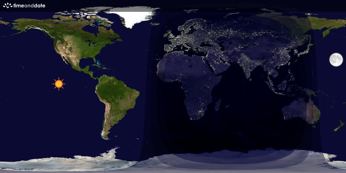 Verdenskart som viser dag og natt 
