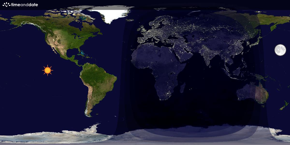 Verdenskart som viser dag og natt 