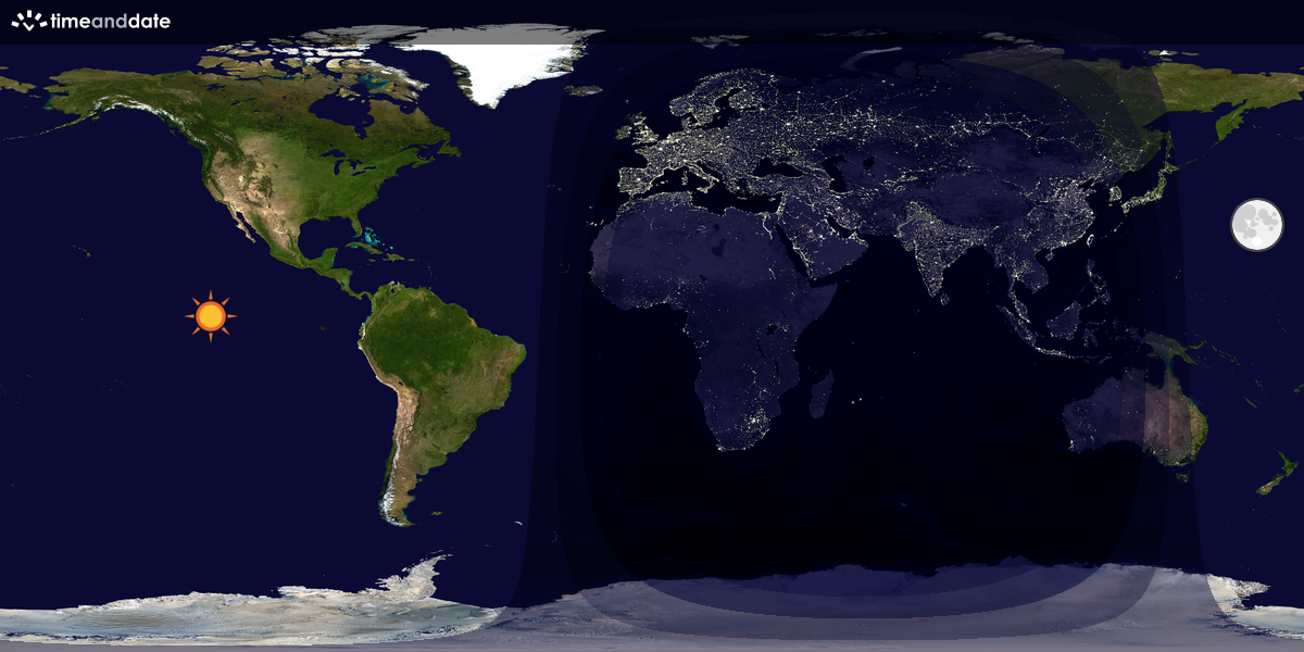 Verdenskart som viser dag og natt 