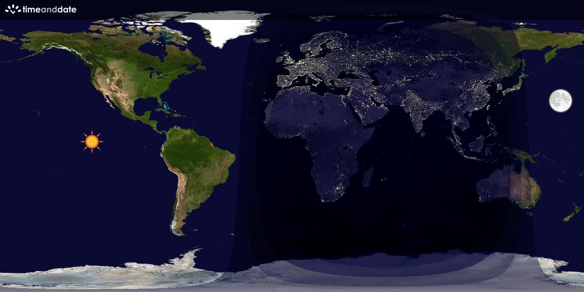 Verdenskart som viser dag og natt 