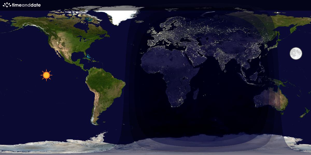 Verdenskart som viser dag og natt 