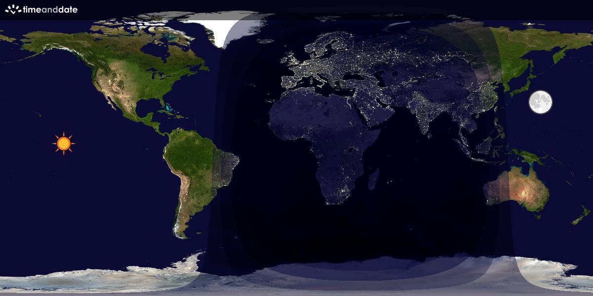 Verdenskart som viser dag og natt 