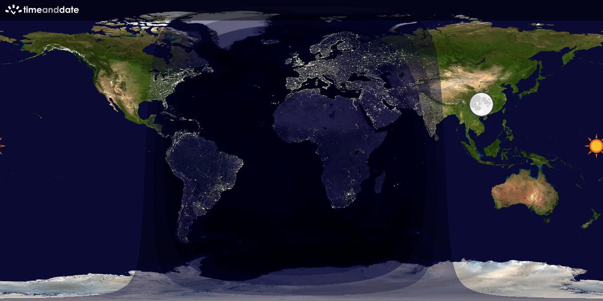 Verdenskart som viser dag og natt 