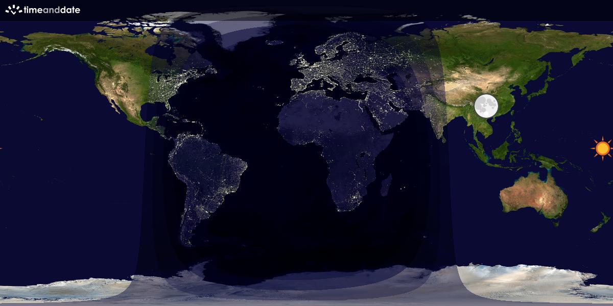 Verdenskart som viser dag og natt 