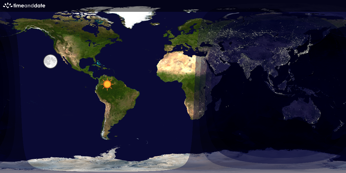 Verdenskart som viser dag og natt 