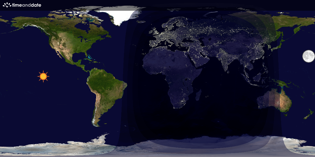 Verdenskart som viser dag og natt 