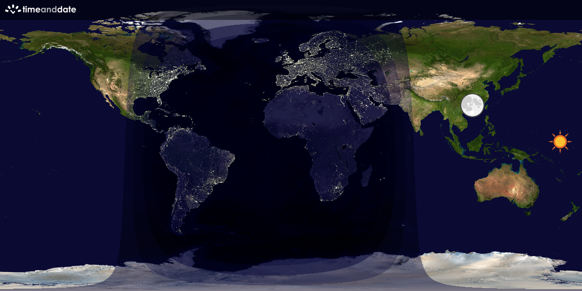 Verdenskart som viser dag og natt 