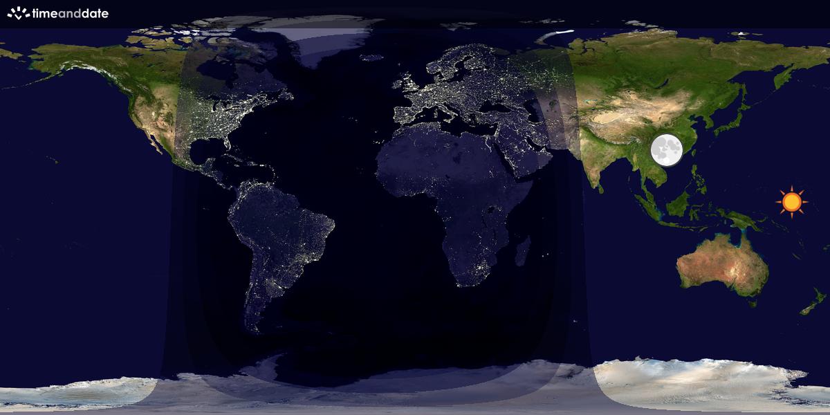 Verdenskart som viser dag og natt 