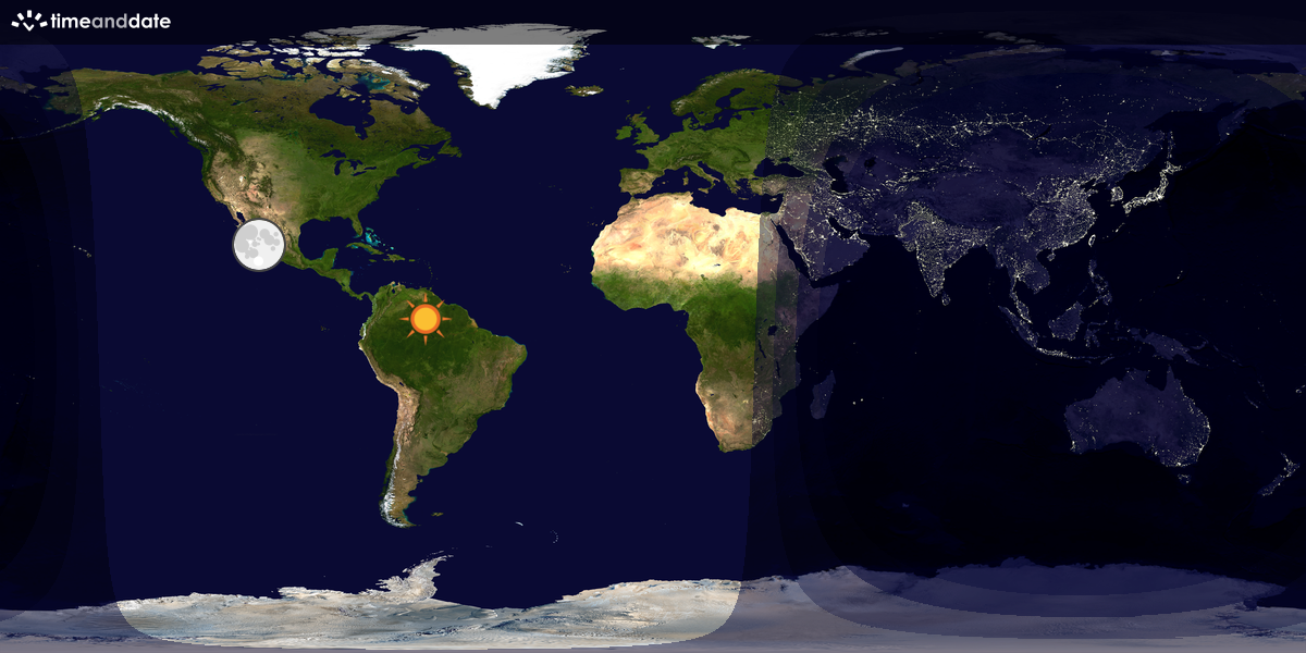 Verdenskart som viser dag og natt 