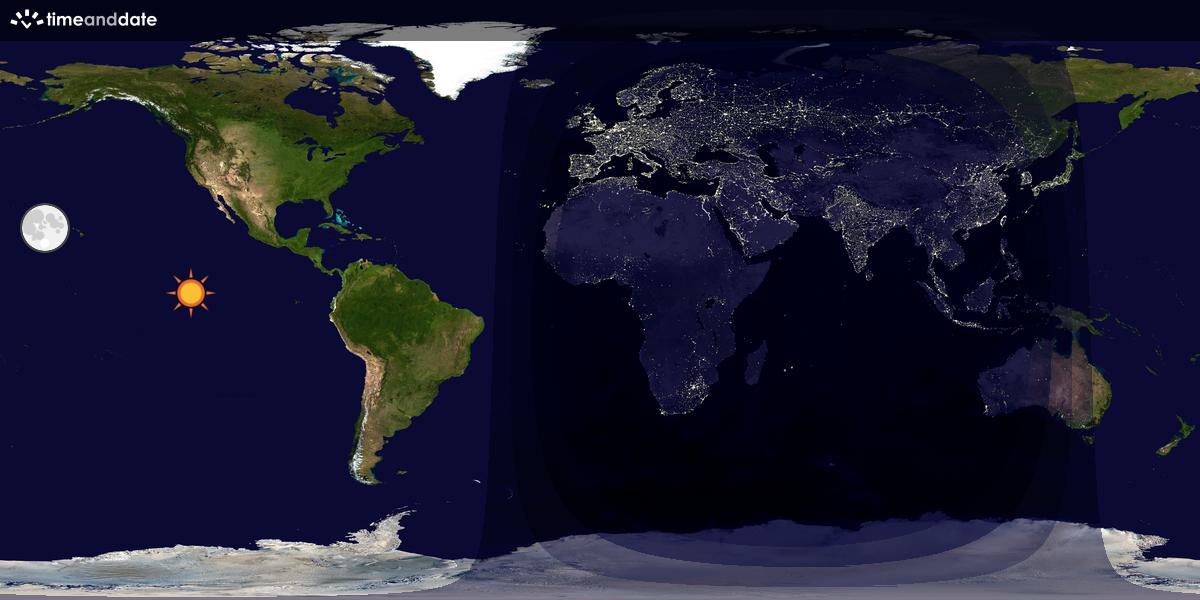 Verdenskart som viser dag og natt 