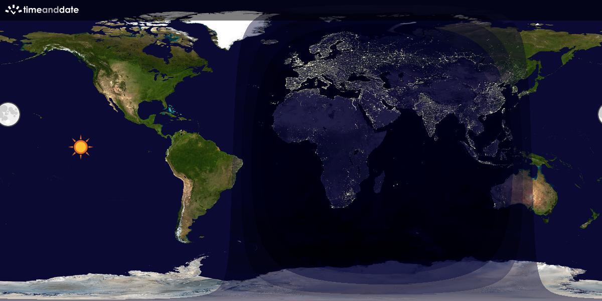Verdenskart som viser dag og natt 
