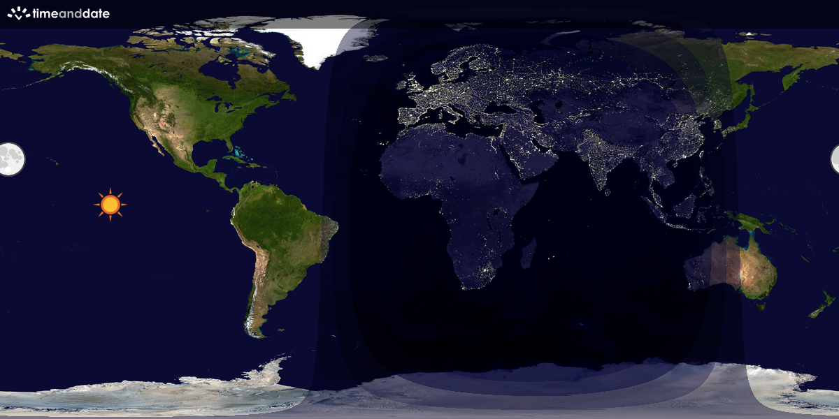 Verdenskart som viser dag og natt 