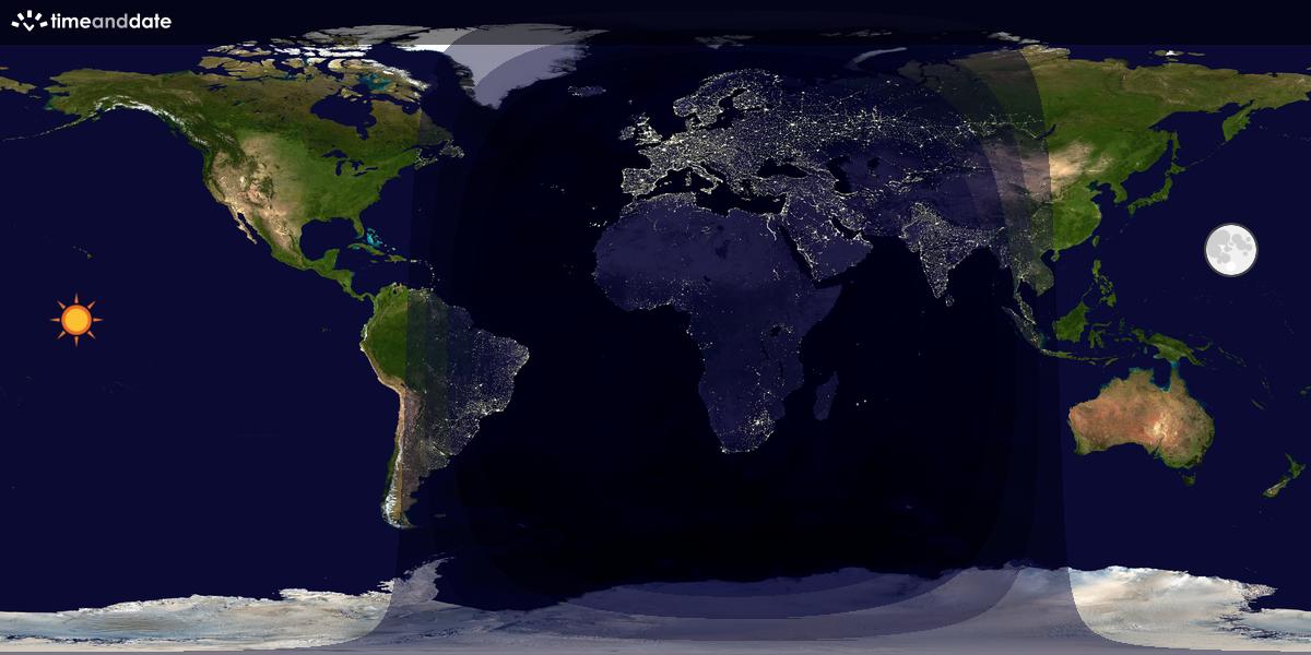 Verdenskart som viser dag og natt 
