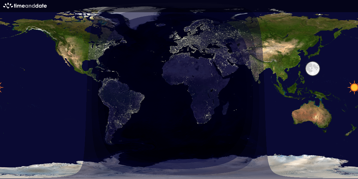 Verdenskart som viser dag og natt 