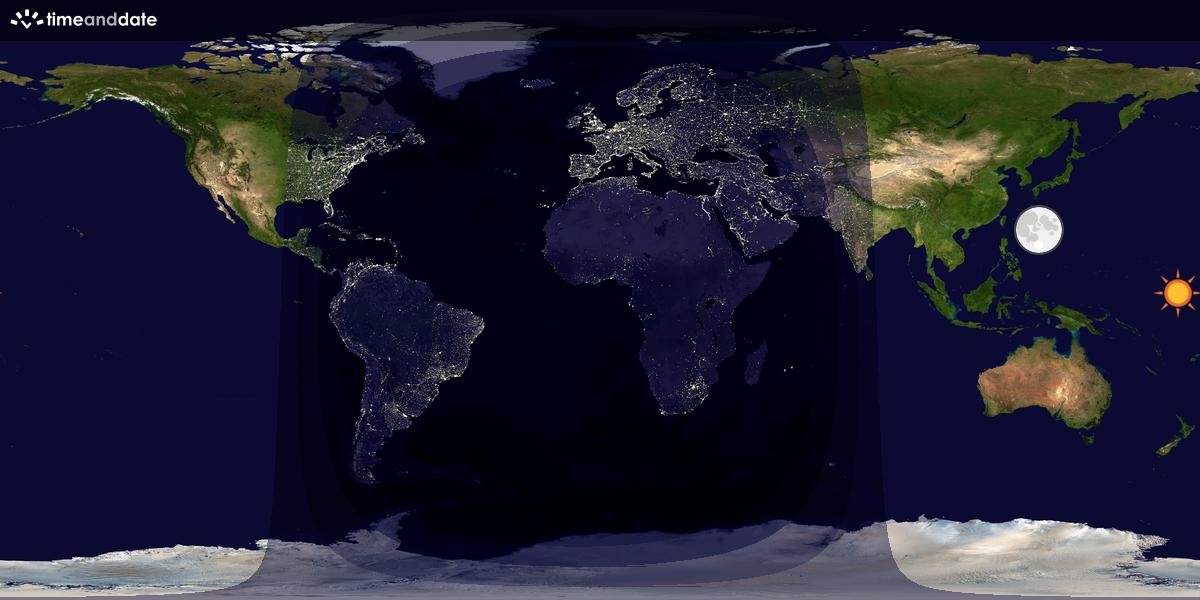 Verdenskart som viser dag og natt 