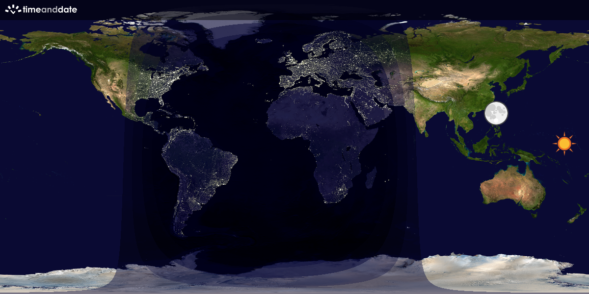 Verdenskart som viser dag og natt 