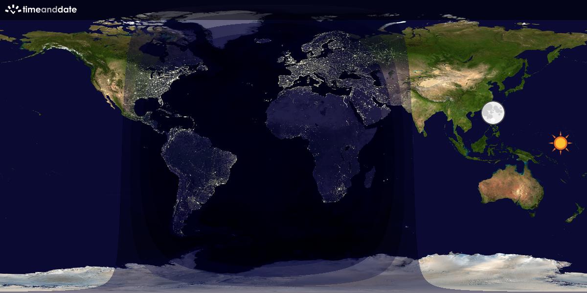 Verdenskart som viser dag og natt 