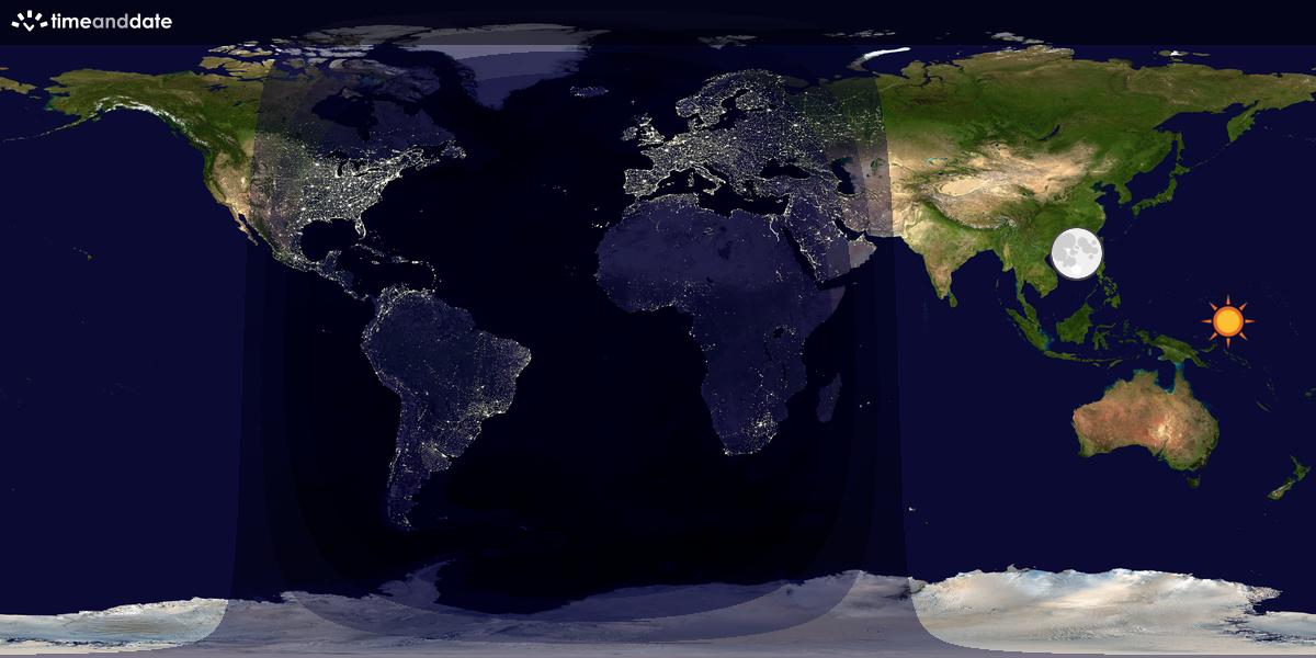 Verdenskart som viser dag og natt 