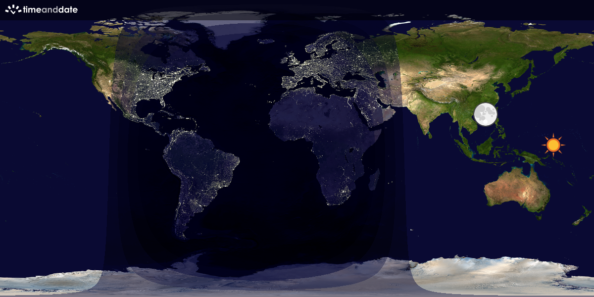 Verdenskart som viser dag og natt 