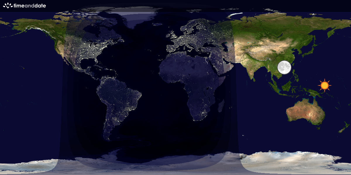 Verdenskart som viser dag og natt 