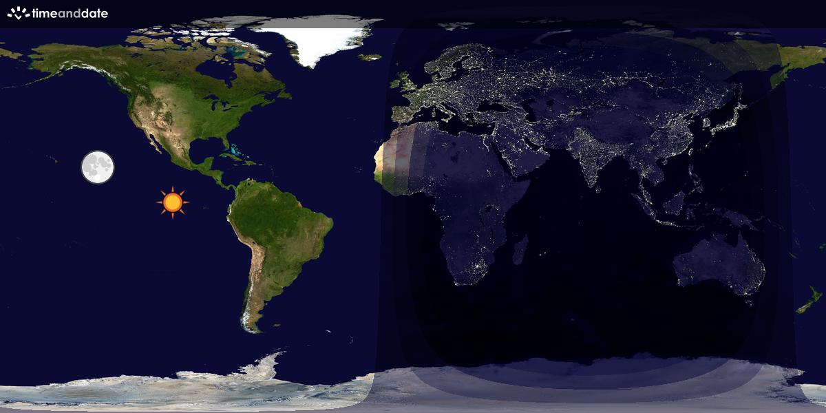 Verdenskart som viser dag og natt 