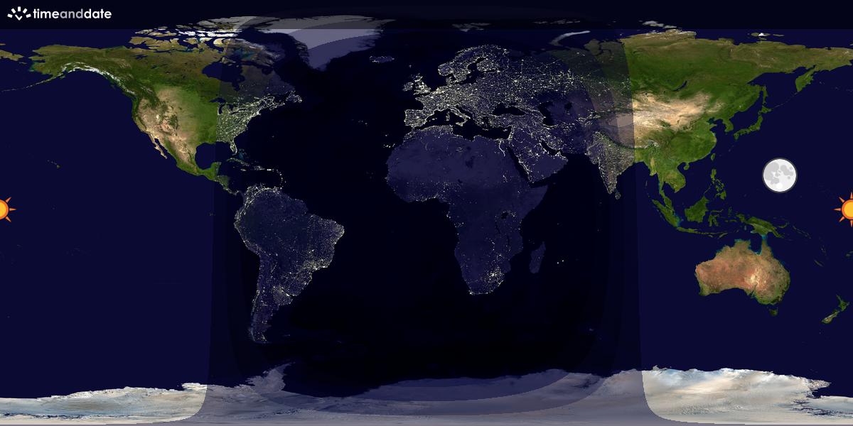 Verdenskart som viser dag og natt 