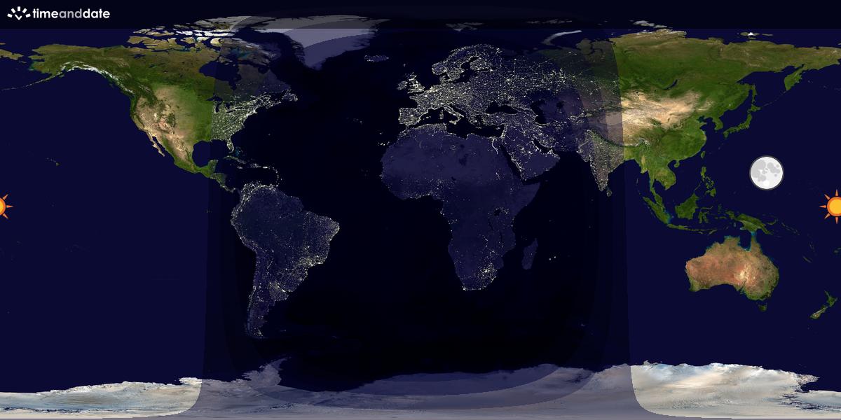 Verdenskart som viser dag og natt 