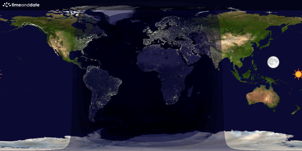 Verdenskart som viser dag og natt 