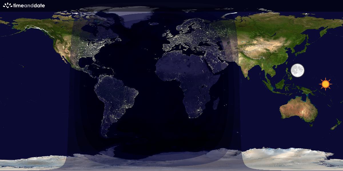 Verdenskart som viser dag og natt 