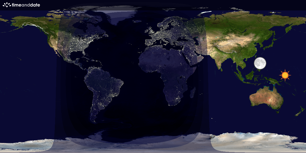 Verdenskart som viser dag og natt 