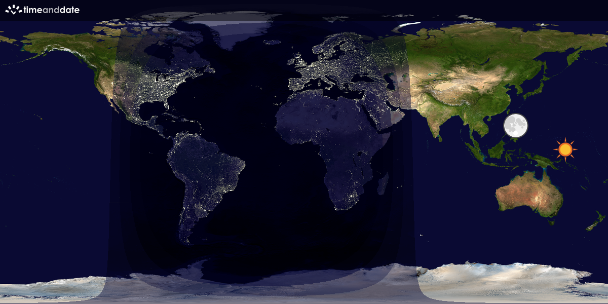 Verdenskart som viser dag og natt 