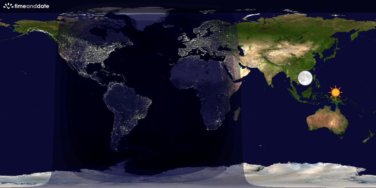 Verdenskart som viser dag og natt 