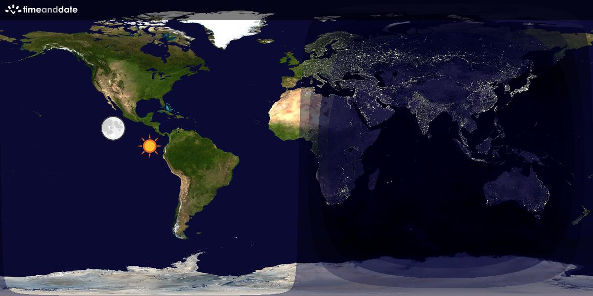 Verdenskart som viser dag og natt 